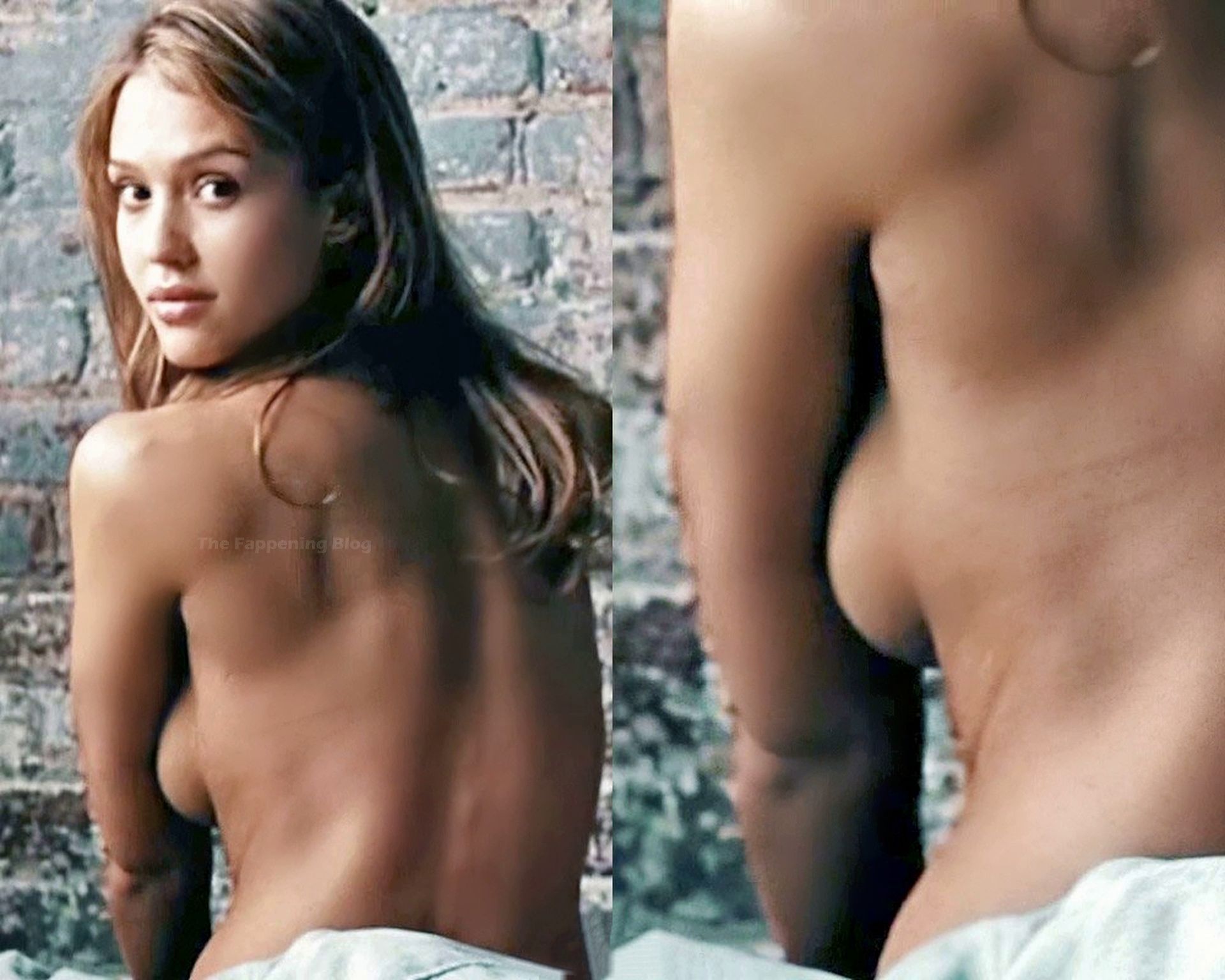 Jessica Alba Topless dildo wall